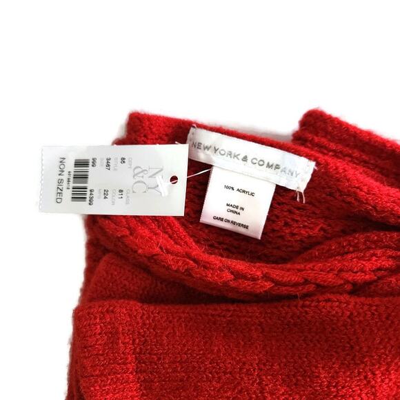 New York & Company Women's Red Knit Scarf and Gloves Set - Picture 4 of 4